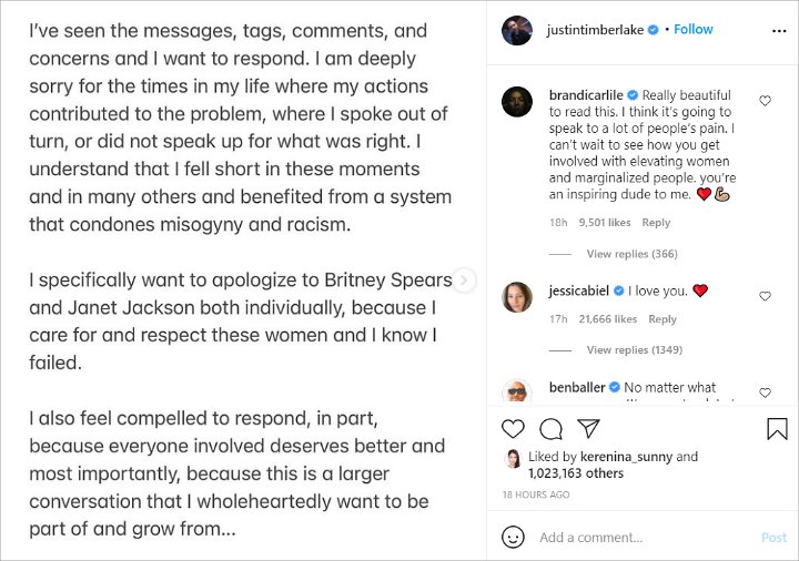 Justin Timberlake Minta Maaf Kepada Britney Spears Dan Janet Jackson Terkait Kontroversi Terdahulu