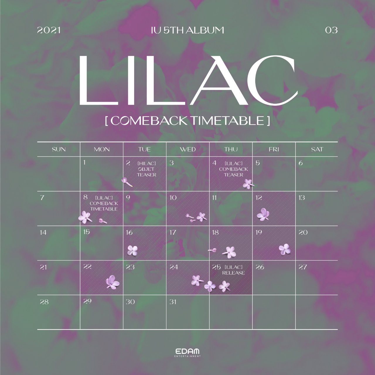 IU Buat Fans Makin Antusias Dengan Rilis Teaser Scheduler Untuk Comeback \'Lilac\'