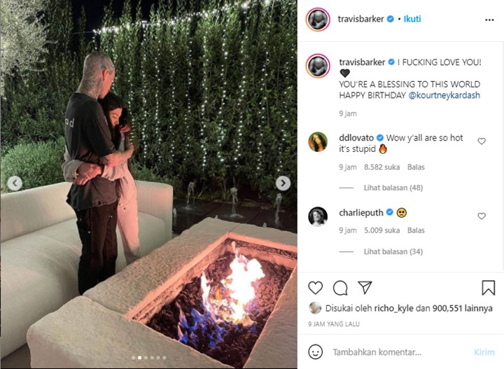 Rayakan Ultah Ke-42, Kourtney Kardashian Terima Kejutan Romantis Dari Travis Barker
