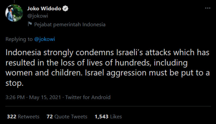 Jokowi Kutuk Israel