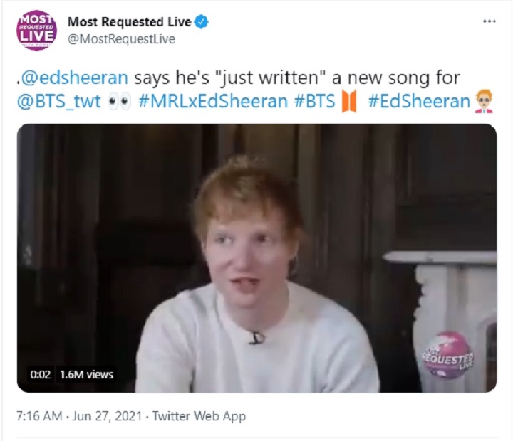 Ed Sheeran Benarkan Tulis Lagu Lagi untuk BTS, Bakal Masuk Album Fisik