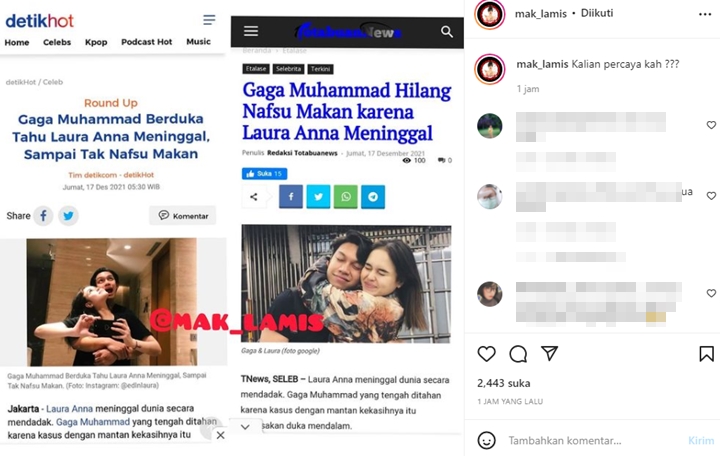 Gaga Muhammad Ngaku Hilang Nafsu Makan Karena Laura Anna Malah Disindir Bohong