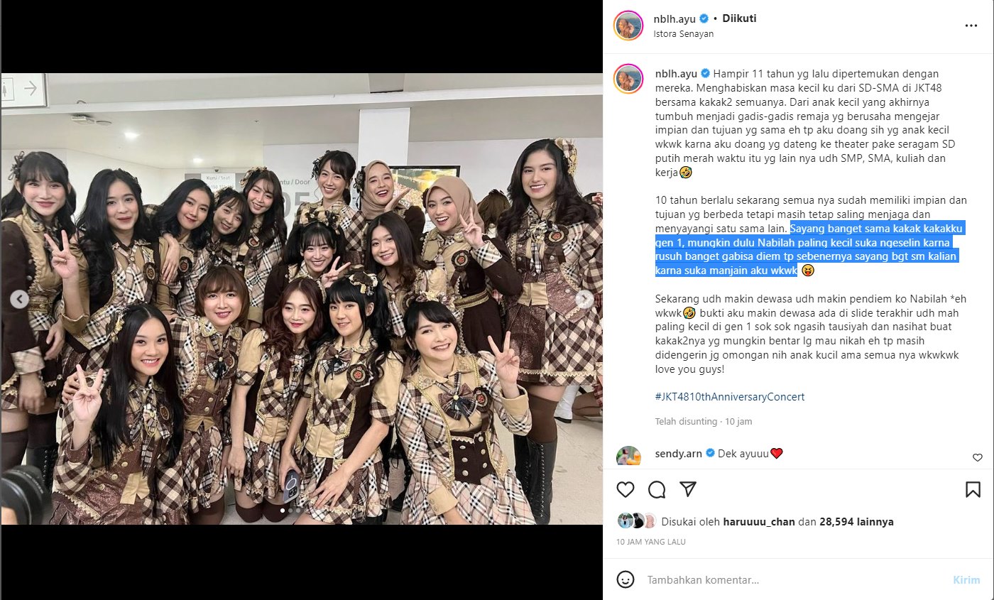 Nabilah Ayu Kembali Kenang Masa Jadi Member JKT48, Ungkap Satu \'Kenakalan\' Ini