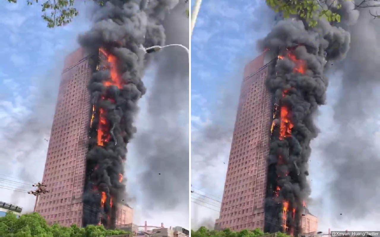 Gedung Pencakar Langit Setinggi 200 Meter di Changsha Tiongkok Dilalap Api