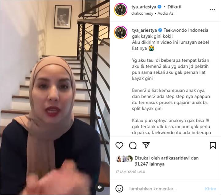 Tya Ariestya Sebal Lihat Video Viral Remaja Dipaksa Split Saat Latihan Taekwondo: Gak Kayak Gini