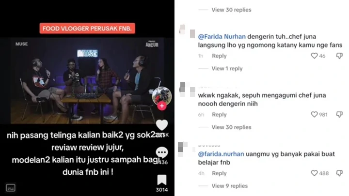 Namanya Diseret Farida Nurhan, Chef Juna Komentar Menohok Buat Para Food  Vlogger