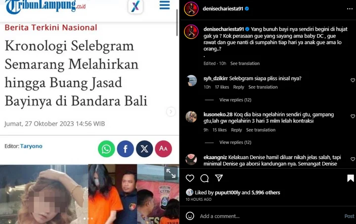 Denise Chariesta Soroti Kasus Selebgram Semarang Buang Bayi ZDL