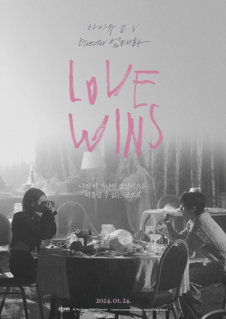 V BTS Isyaratkan Kesedihan saat Tatap IU di Poster \'Love Wins\'