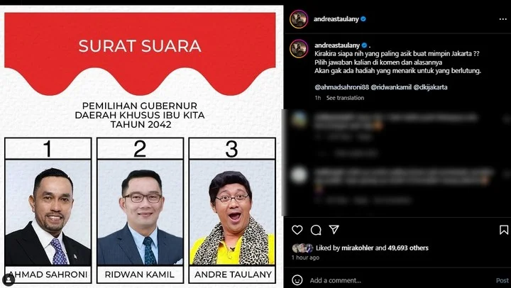 Andre Taulany Bakal Maju Jadi Calon Gubernur DKI Jakarta?