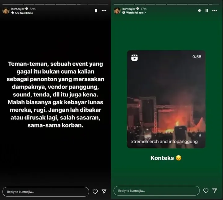 Kunto Aji Kecam Aksi Pembakaran Properti Konser di Lentera Festival Tangerang