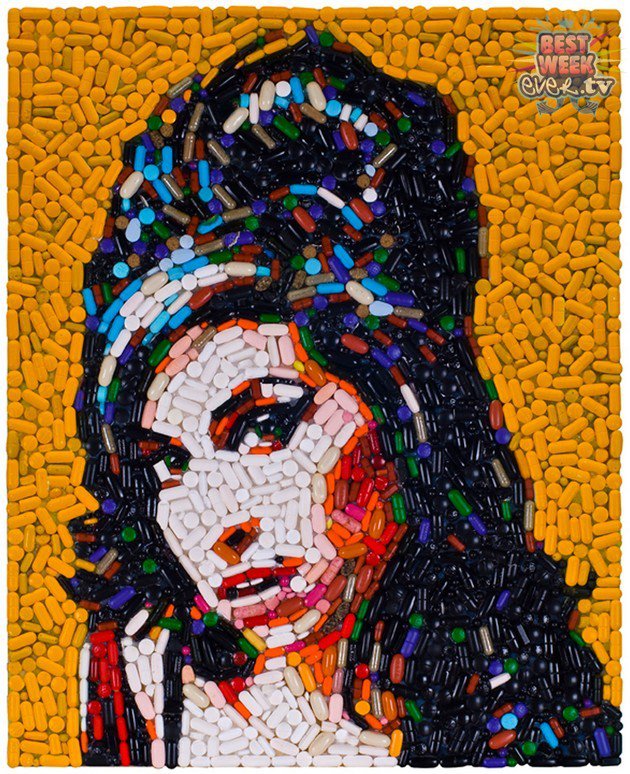 Gambar Foto Gambar Amy Winehouse terbuat dari 5.000 pil