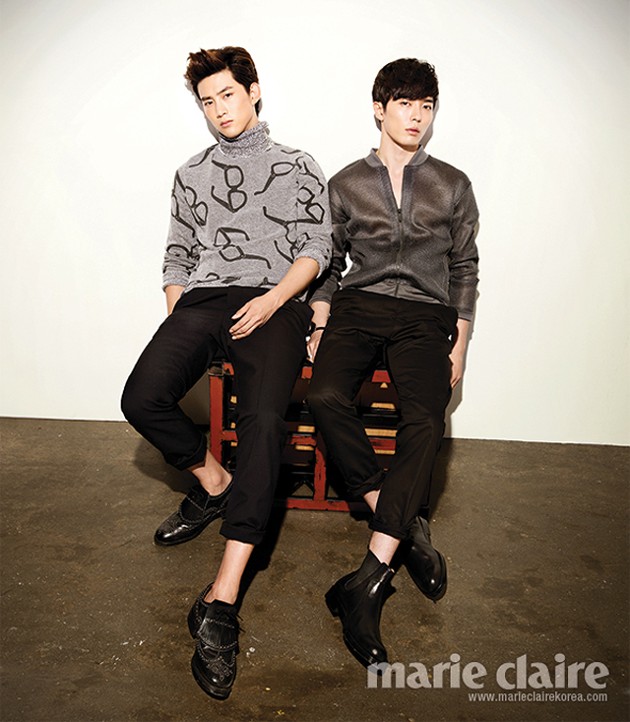 Gambar Foto Taecyeon 2PM dan Kim Jae Wook di Majalah Marie Claire Edisi September 2013