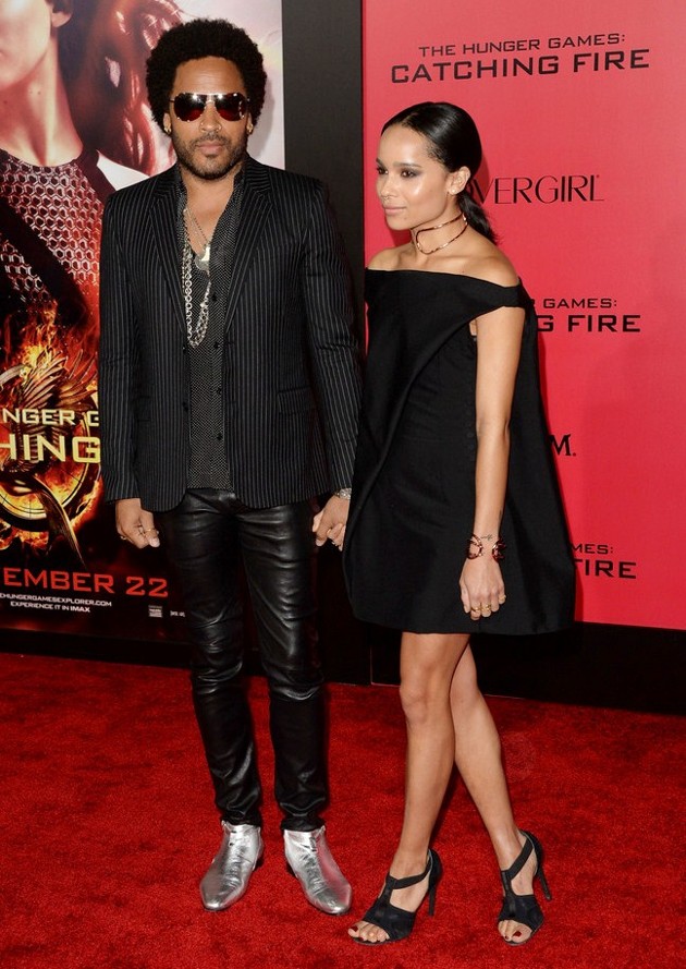 Gambar Foto Lenny Kravitz dan Zoe Kravitz di Premiere Film 'The Hunger Games: Catching Fire'