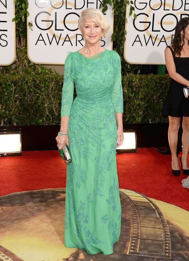 Gambar Foto Helen Mirren di Red Carpet Golden Globe Awards 2014