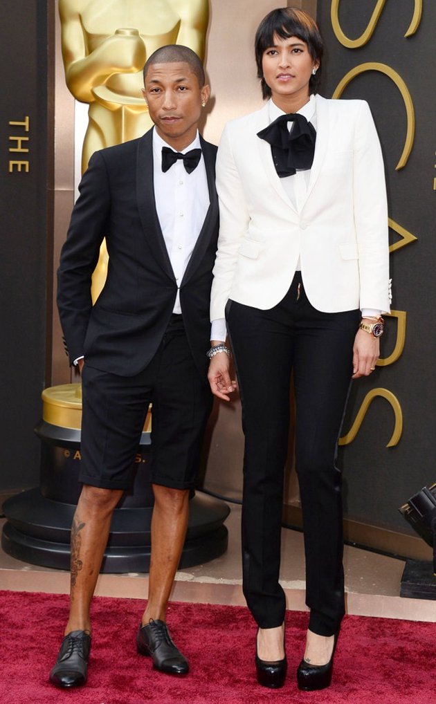 Gambar Foto Pharrell Williams dan Helen Lasichanh di Red Carpet Oscar 2014