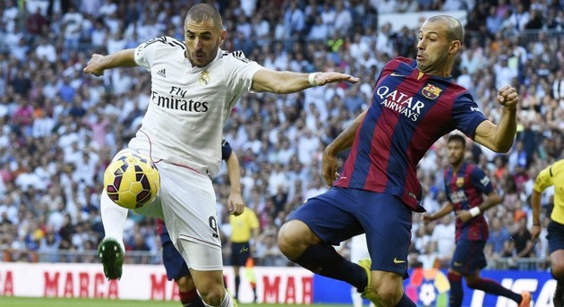 Gambar Foto Duel Karim Benzema vs Javier Mascherano