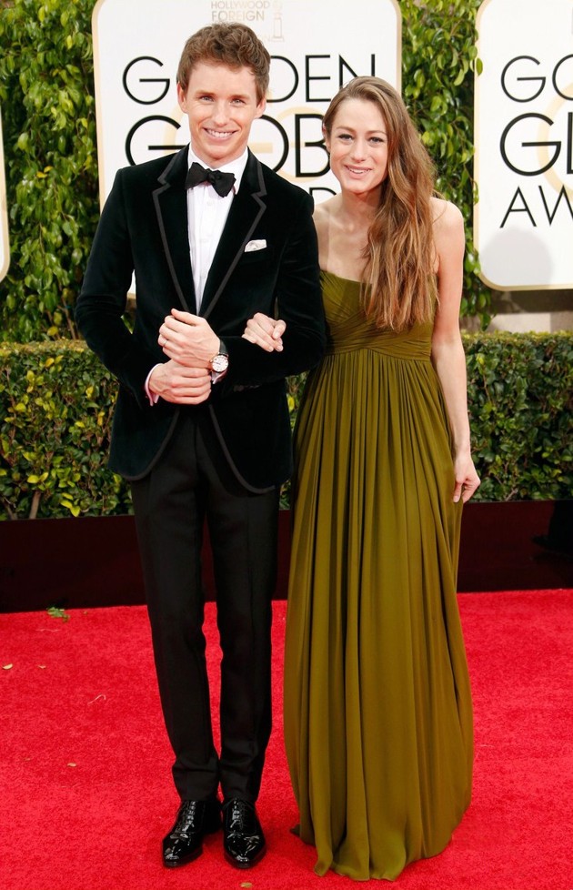 Gambar Foto Eddie Redmayne dan Hannah Bagshawe di Red Carpet Golden Globe Awards 2015