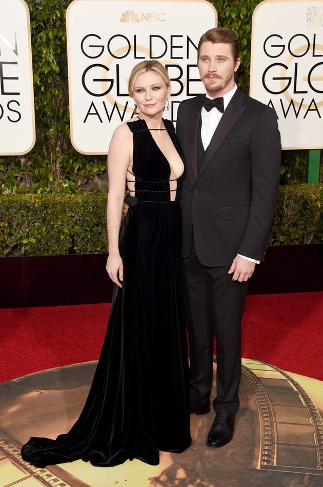 Gambar Foto Kirsten Dunst dan Garrett Hedlund di Red Carpet Golden Globes Awards 2016