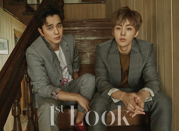 Gambar Foto Yoo Seung Ho dan Xiumin EXO di Majalah 1st Look Vol. 114