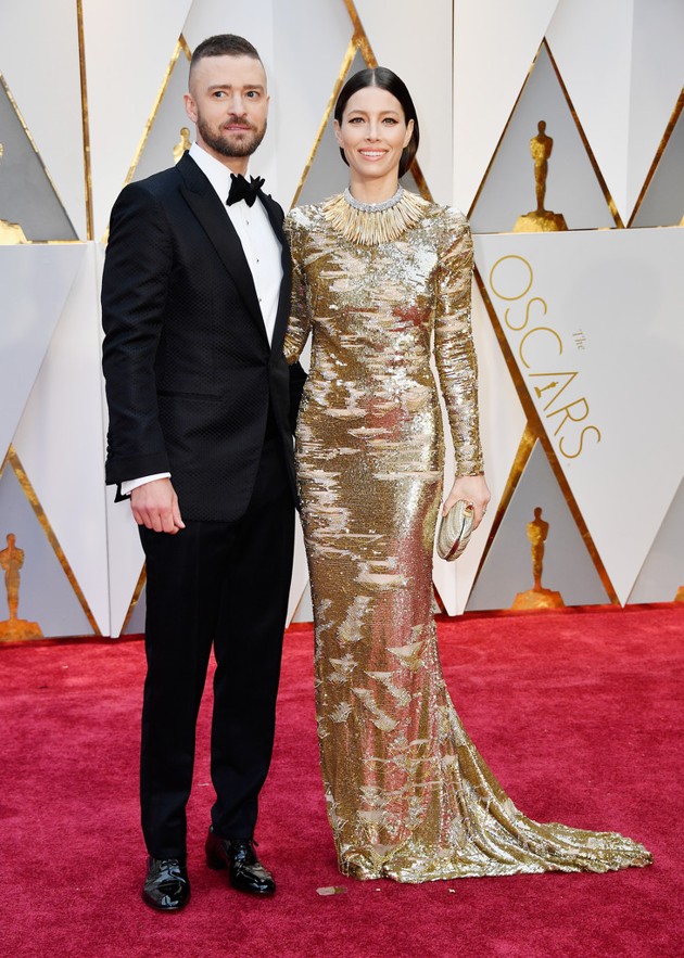 Gambar Foto Justin Timberlake Ditemani Sang Istri Jessica Biel di Red Carpet Oscar 2017