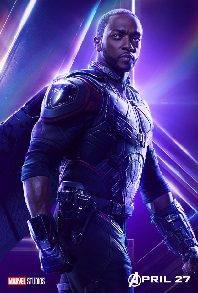 Gambar Foto Poster karakter Anthony Mackie sebagai Falcon di film 'Avengers: Infinity War'.