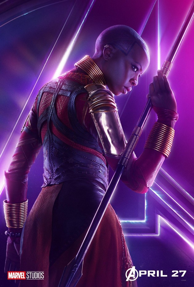 Gambar Foto Poster karakter Danai Gurira sebagai Okoye di film 'Avengers: Infinity War'.
