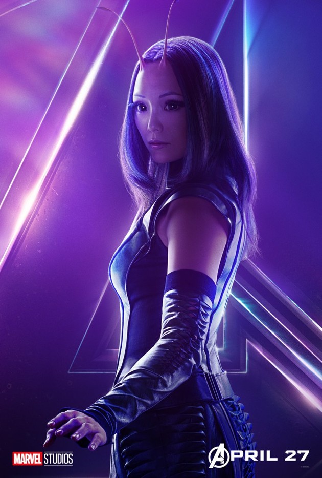 Gambar Foto Poster karakter Pom Klementieff sebagai Mantis di film 'Avengers: Infinity War'.