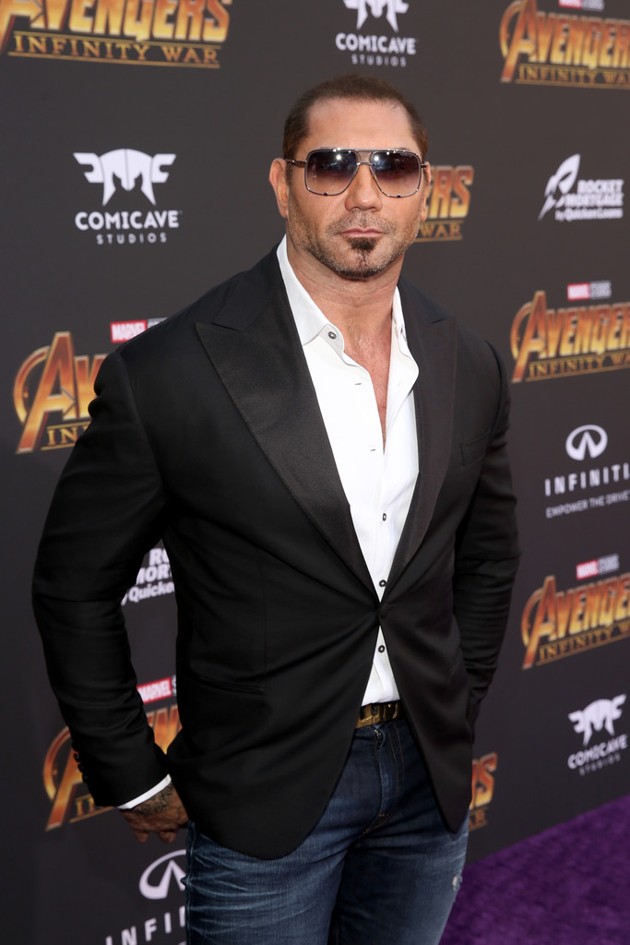 Gambar Foto Dave Bautista hadir di global premiere film 'Avengers: Infinity War'.