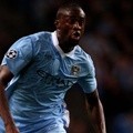 Yaya Toure di Pertandingan Liga Premier Barclays Antara Manchester City Melawan Aston Villa