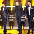 Lionel Messi, Andres Iniesta dan Cristiano Ronaldo Saat di Atas Panggung FIFA Ballon d'Or Gala 2012