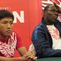 Ahmad Bustomi dan Jacksen F Tiago Saat Jumpa Pers Sebelum Laga Indonesia vs Kyrgyzstan