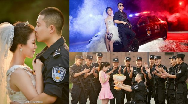 Foto Prewedding Keren Ala Polisi Tiongkok