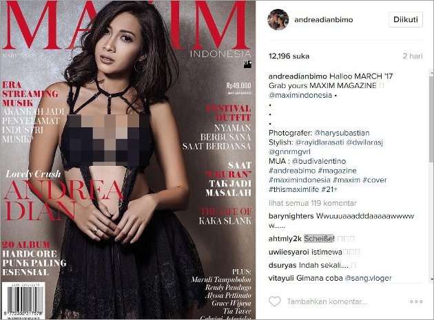 Seksi Pamer Belahan Dada di Majalah Dewasa Andrea Dian 