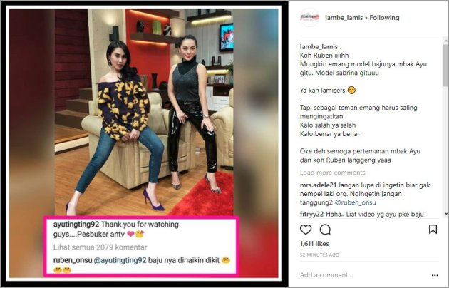 Ayu Ting Ting Pose Seksi Bareng Zaskia Gotik, Komentar 