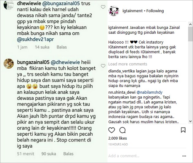  Bunga Zainal Marah Disindir Soal Pindah Agama Setelah Menikah 