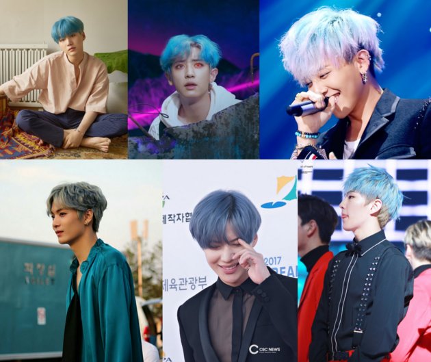 Chanyeol Suga cs Warnai Rambut Jadi Biru Siapa Paling 