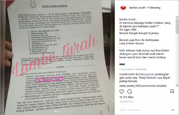 laporan pencemaran baik nama surat Rachmawati Fadlan Virna Lyra Suami Dipolisikan