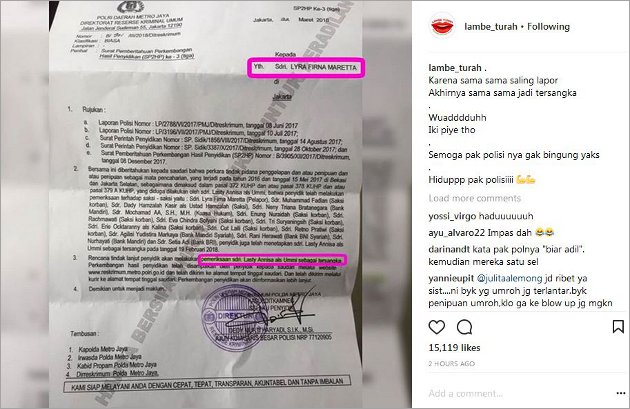 keterangan surat baik polisi Beredar Virna Surat Pemeriksaan Polisi, 'Balas' Lapor Lyra