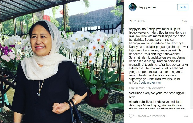 Ibunda Wafat, Happy Salma Tulis Pesan Terakhir yang 