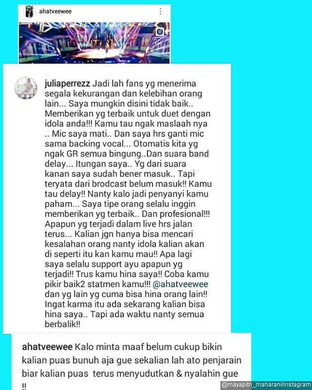 Julia Perez Ngamuk-Ngamuk ke Fans Fanatik Ayu Ting Ting 