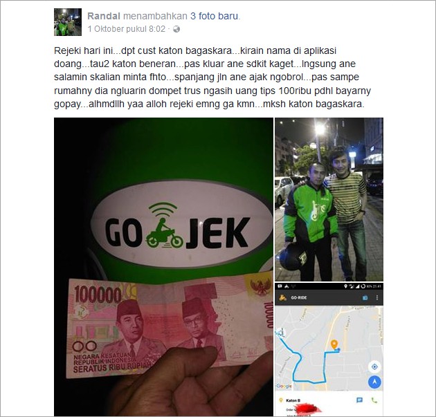 Kaget Antar Katon Bagaskara, Driver Ojek Online Ini