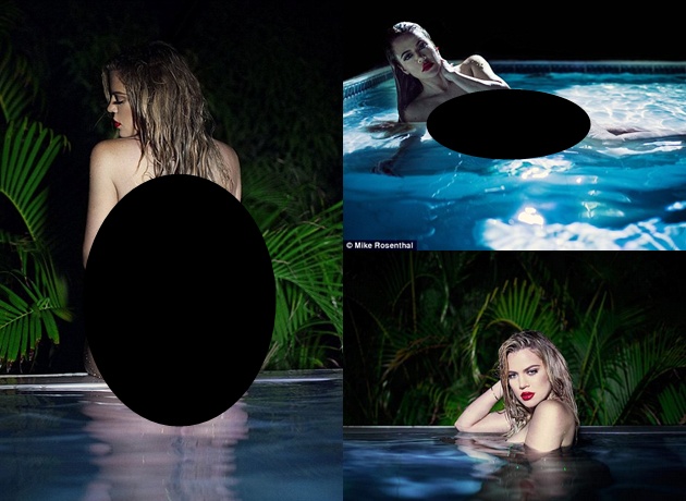 Khloe Kardashian berpose panas di dalam kolam renang saat berlibur di St Ba...