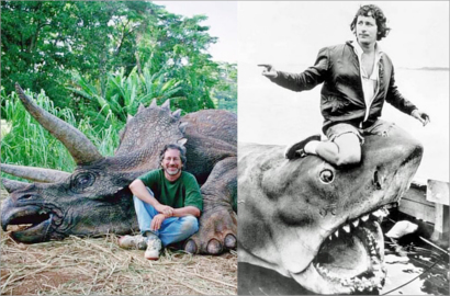 Foto Steven Spielberg dan Triceratops di Set Lokasi 'Jurassic Park' Bikin Heboh