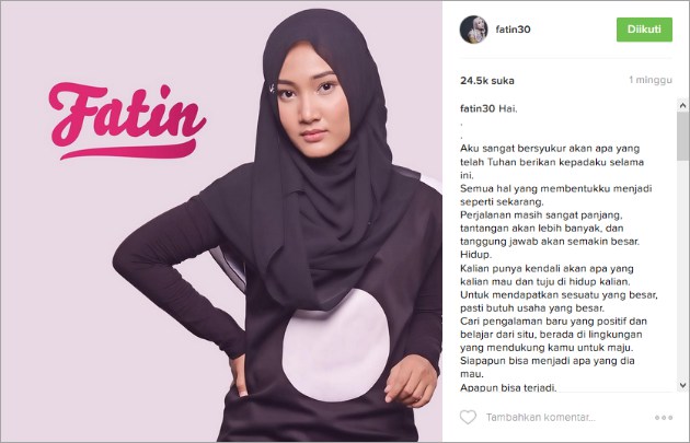 Putus Cinta, Fatin Shidqia Tulis Pesan Motivasi  Kabar 