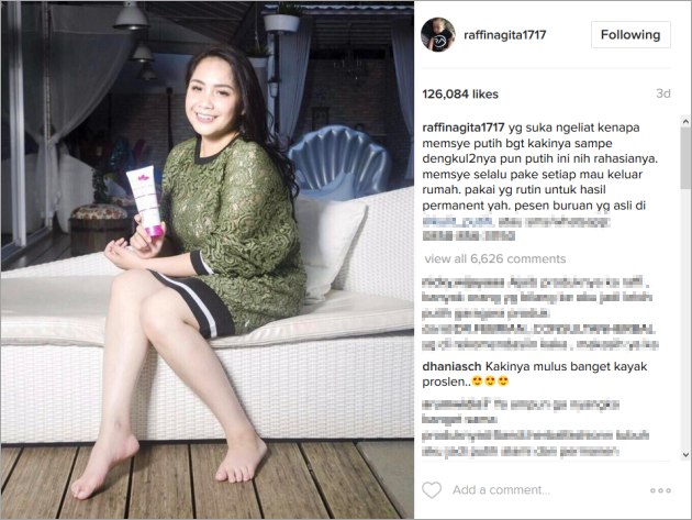 Ramping dan Pakai Hotpants Kaki Putih Nagita  Slavina  