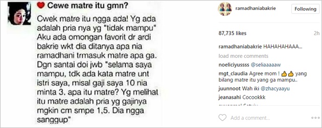 Tanggapi Jawaban Ardi Bakrie Soal Tudingan Istri Matre Apa Respon Nia Ramadhani