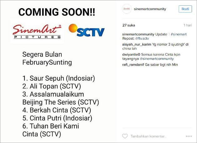 Tak Cuma Sctv Sinemart Juga Bakal Bikin Sinetron Baru Di Indosiar