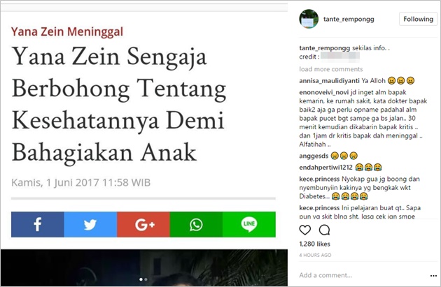 Tanggapi Kabar Yana Zein Pura-Pura Sembuh Demi Anak 